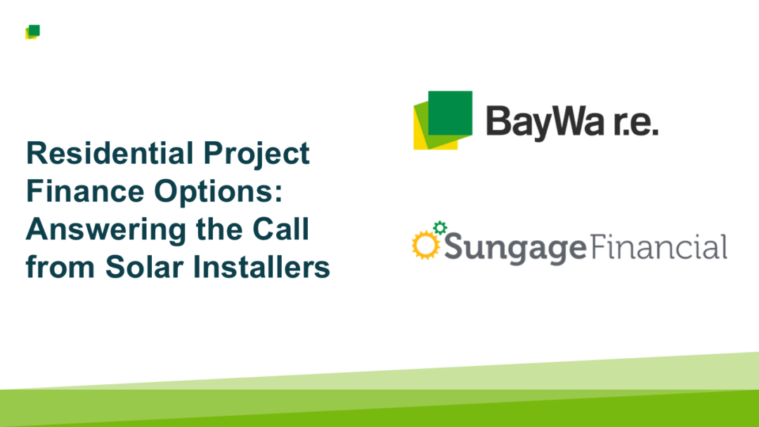 BayWa r.e. & Sungage Financial Partner to Bring More Residential Financing Options to Solar Installers