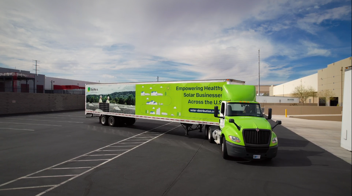 Truck 2 baywa re solar distribution truck carrying solar supplies