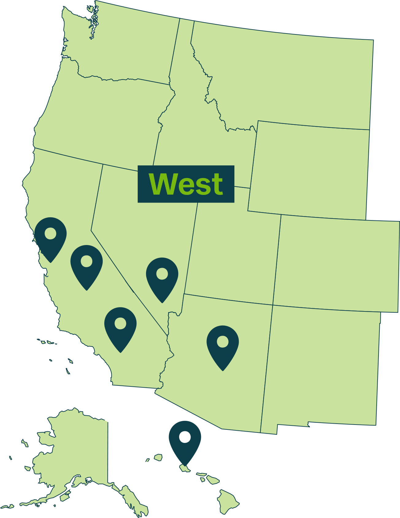 map of baywa re warehouses in california, arizona, nevada, and hawaii