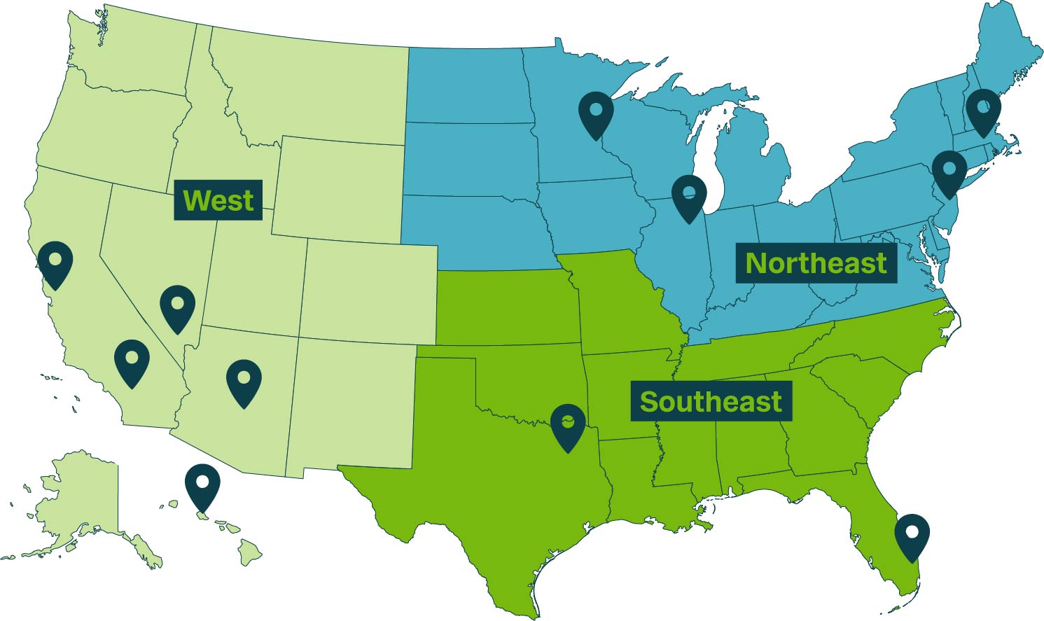 solar distribution warehouse locations map