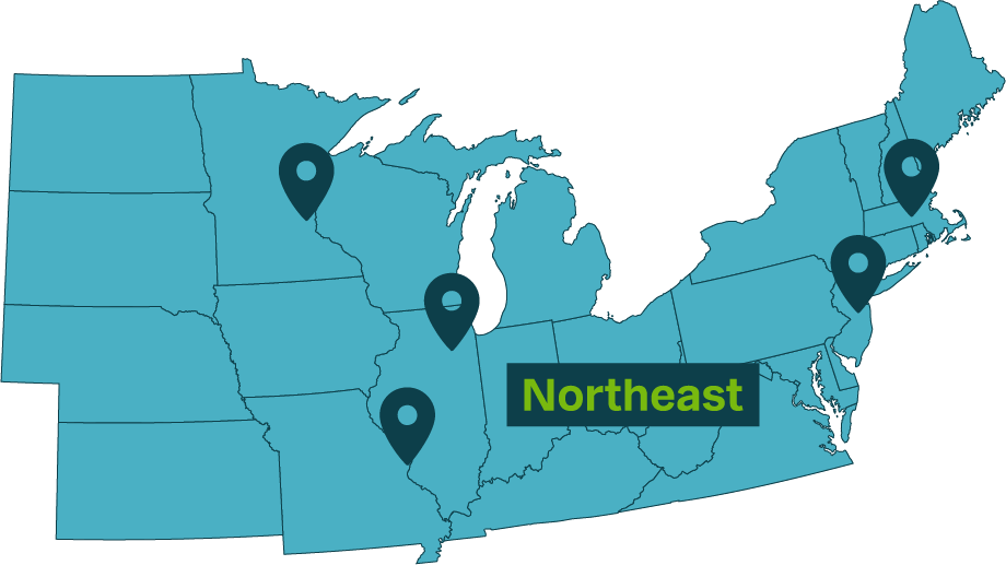 USSY Regional Map OCTOBER 2026 NORTHEAST baywa solar distribution locations northeast usa