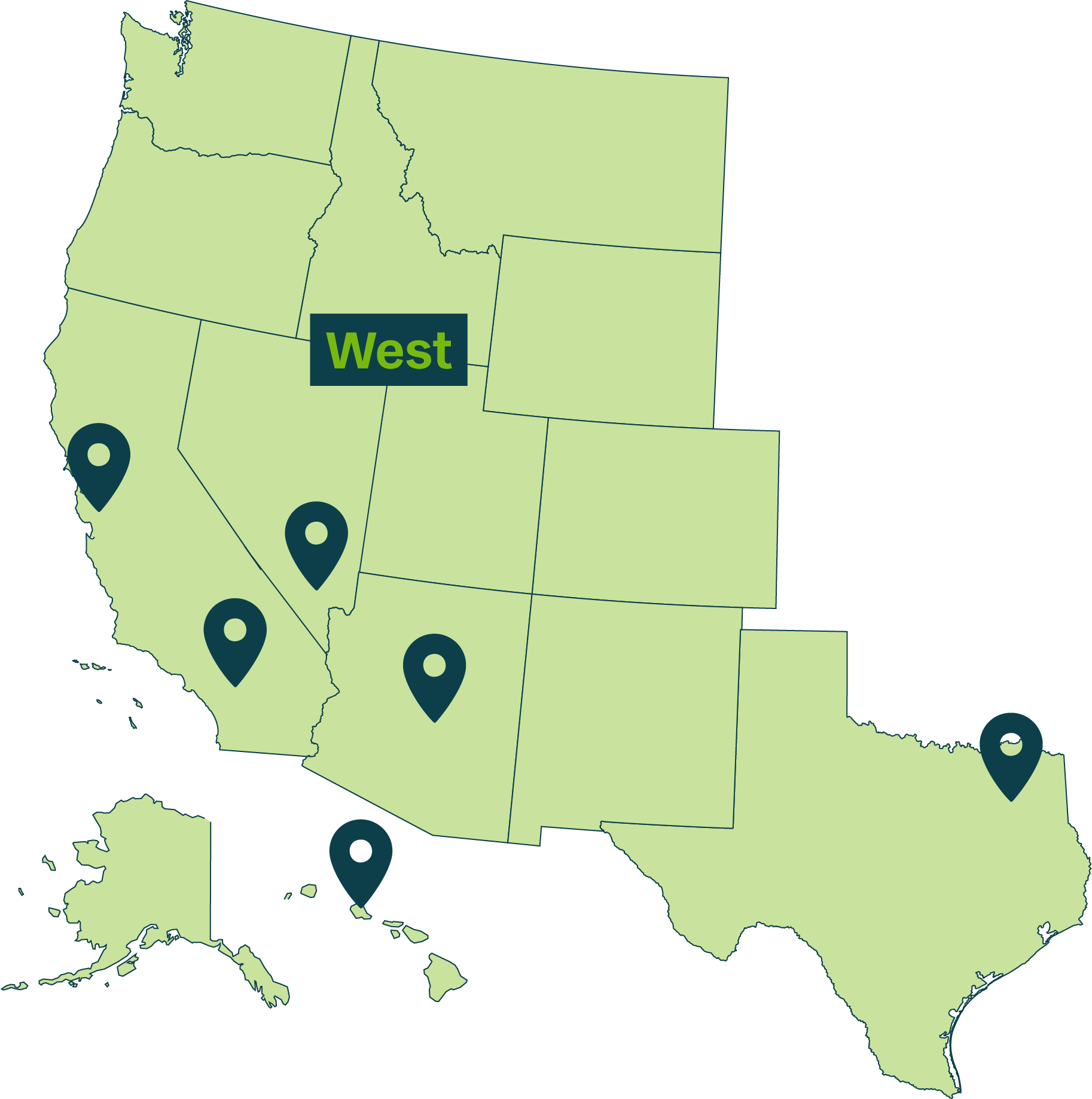 map of baywa re warehouses in california, arizona, nevada, and hawaii