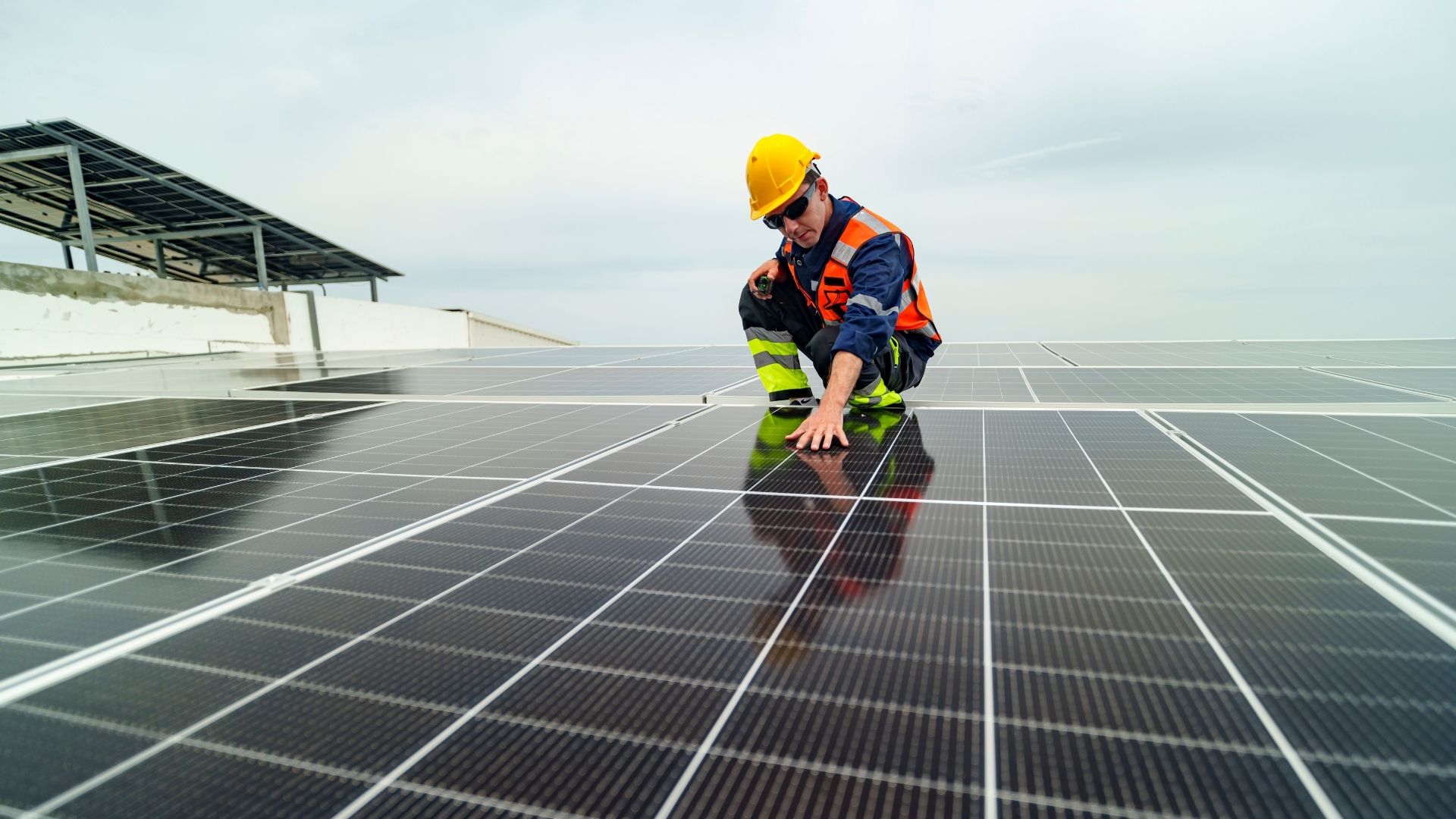 commercial Solar panel installation on a business building